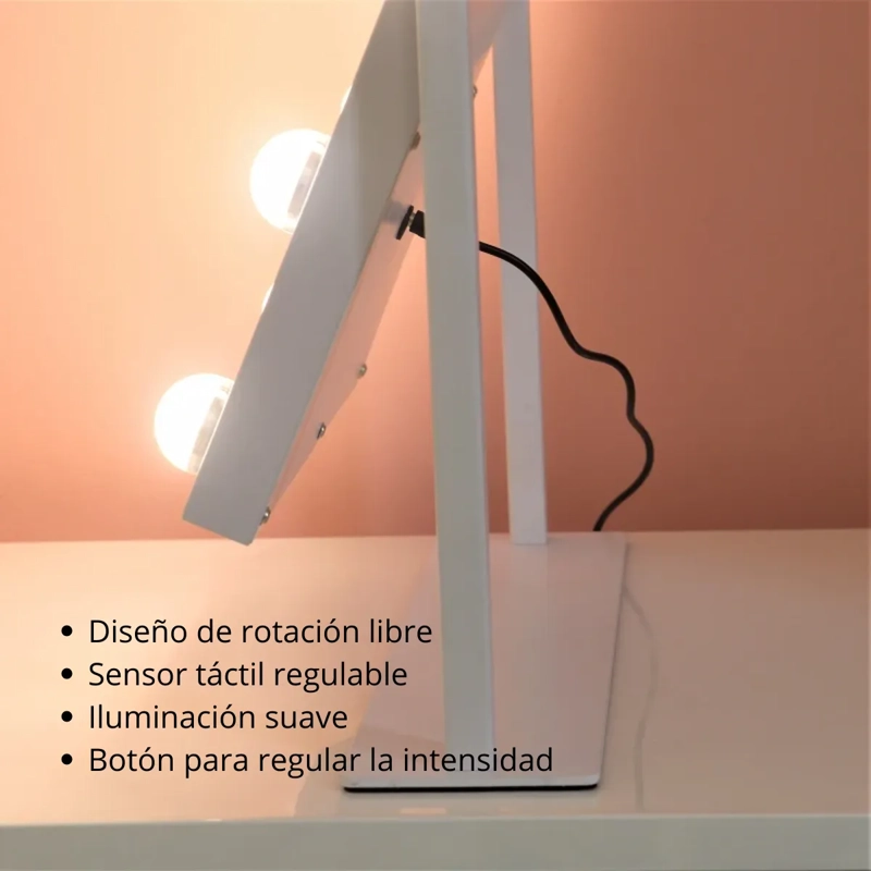 ESPEJO MAQUILLAJE DE MESA 12 FOCOS LED TOUCH ROTACION 360 - 5