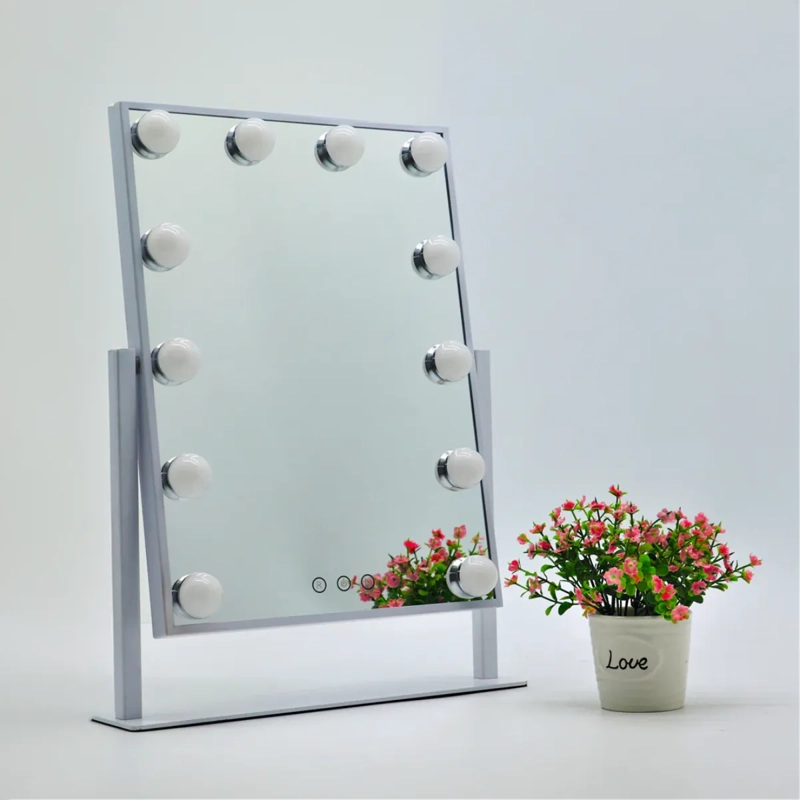 ESPEJO MAQUILLAJE DE MESA 12 FOCOS LED TOUCH ROTACION 360 - 8