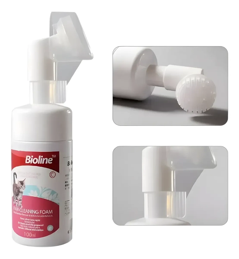 ESPUMA LIMPIA PATAS CON CEPILLO MASCOTAS PERRO GATO 100ML - 2