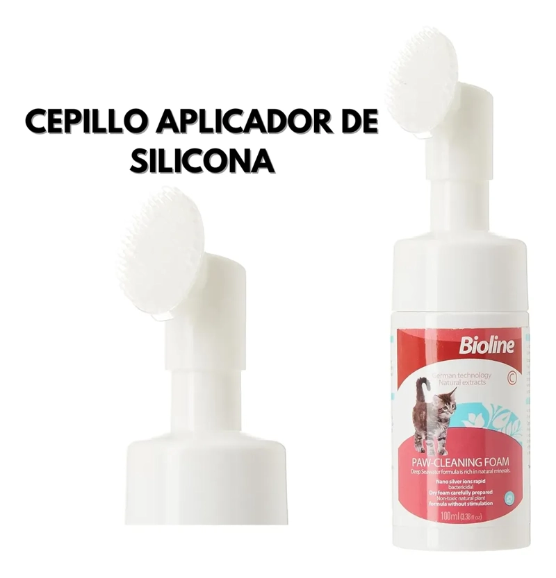 ESPUMA LIMPIA PATAS CON CEPILLO MASCOTAS PERRO GATO 100ML - 3