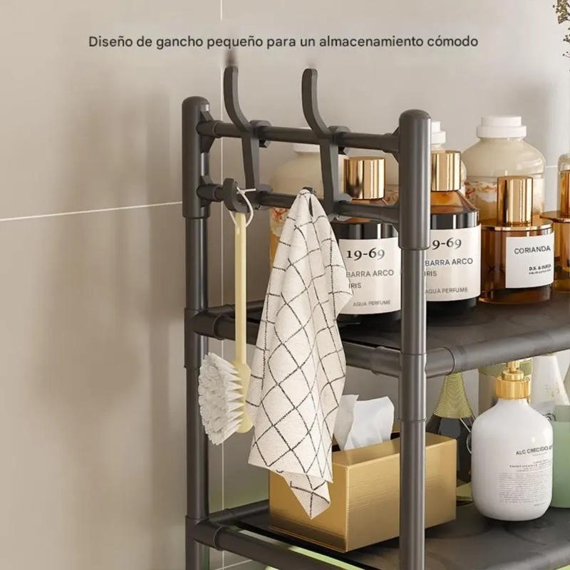 RACK ORGANIZADOR SOBRE WC INODORO BAÑO MULTIFUNCIONAL NEGRO 30KG - 3