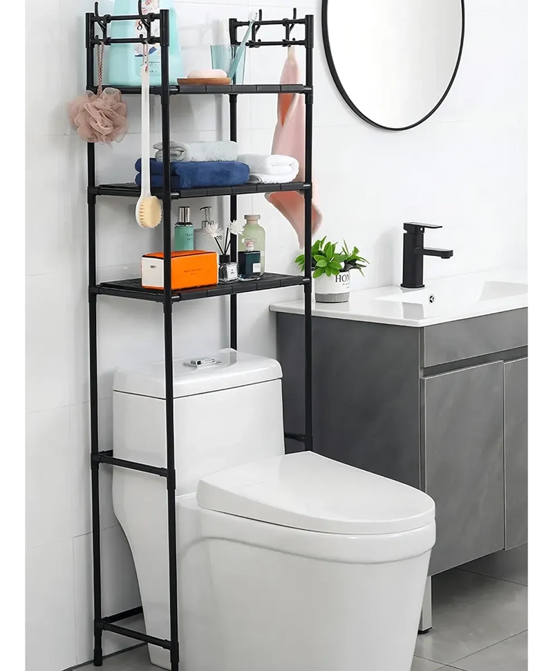 RACK ORGANIZADOR SOBRE WC INODORO BAÑO MULTIFUNCIONAL NEGRO 30KG - 4