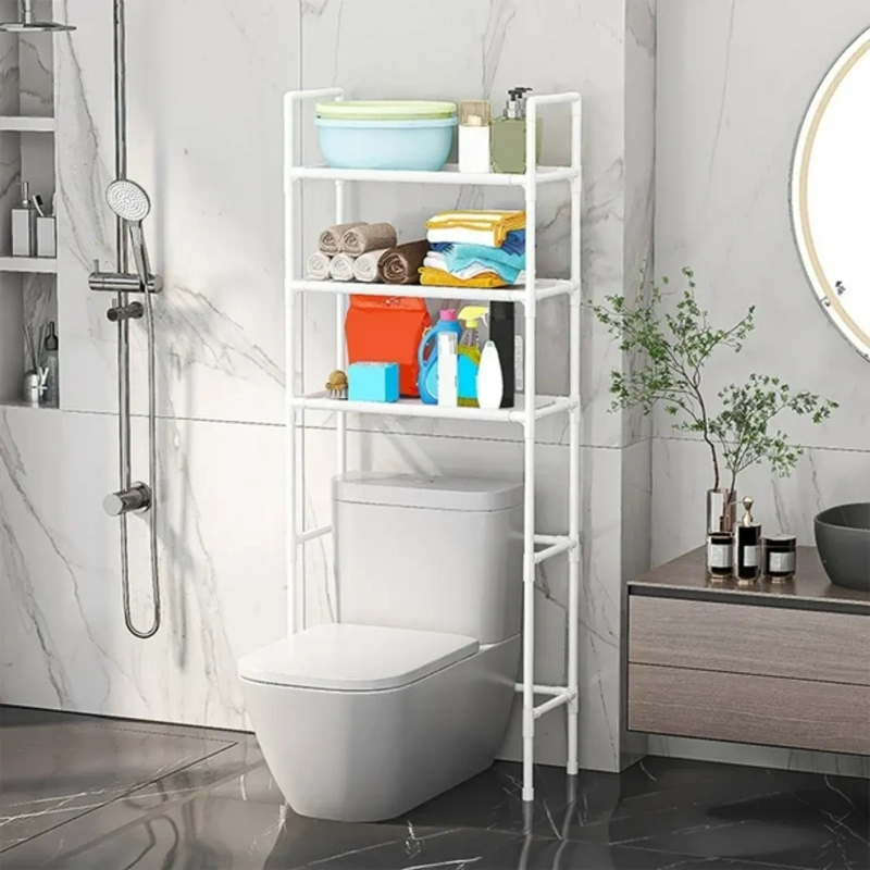 RACK ORGANIZADOR SOBRE WC INODORO BAÑO MULTIFUNCIONAL BLANCO 30KG - 5