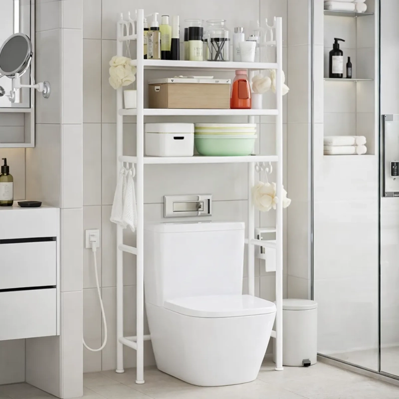 RACK ORGANIZADOR SOBRE WC INODORO BAÑO MULTIFUNCIONAL BLANCO 30KG - 7