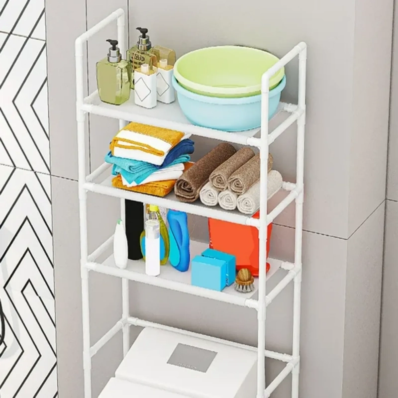 RACK ORGANIZADOR SOBRE WC INODORO BAÑO MULTIFUNCIONAL BLANCO 30KG - 8
