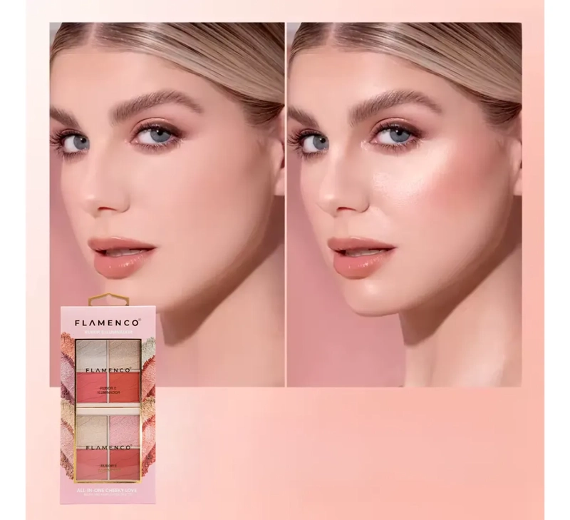 PALETA MAQUILLAJE FLAMENCO RUBOR E ILUMINADOR CHEEKY LOVE 8G - 7
