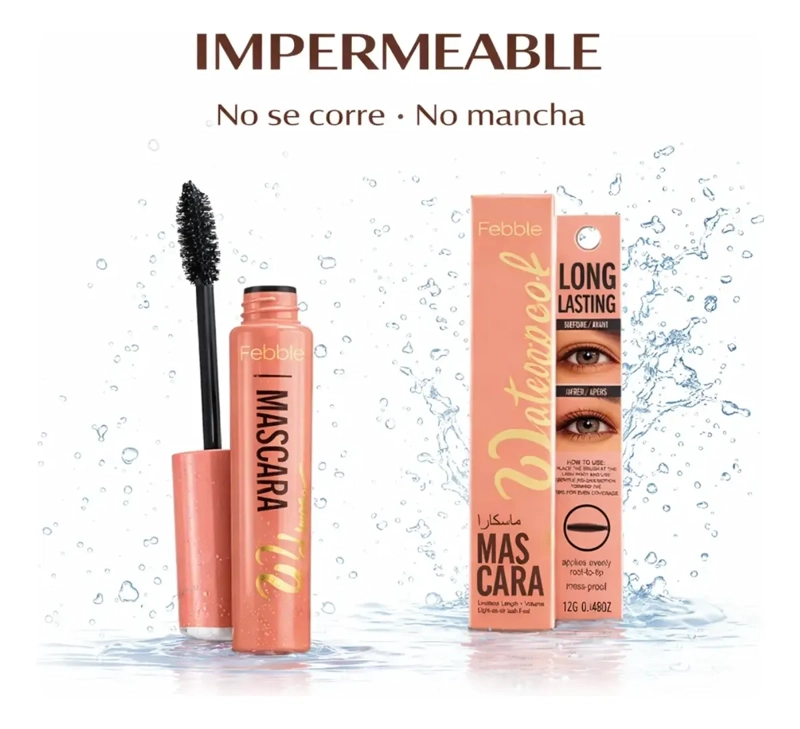 MASCARA DE PESTAÑAS FEBBLE WATERPROOF LARGA DURACION NEGRA - 2