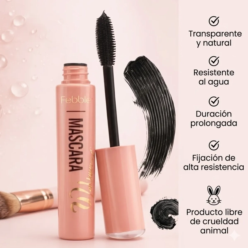 MASCARA DE PESTAÑAS FEBBLE WATERPROOF LARGA DURACION NEGRA - 5