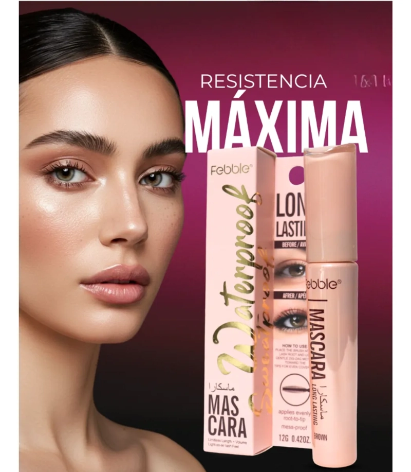 MASCARA DE PESTAÑAS FEBBLE WATERPROOF LARGA DURACION NEGRA - 6