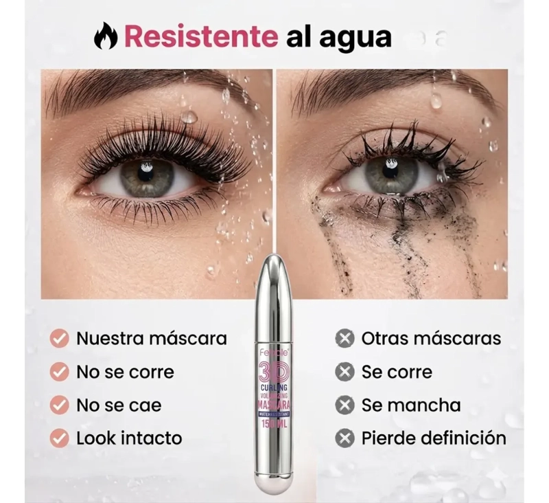 MASCARA PESTAÑAS FEBBLE 3D WATERPROOF EFECTO ENCRESPADO 24H - 2