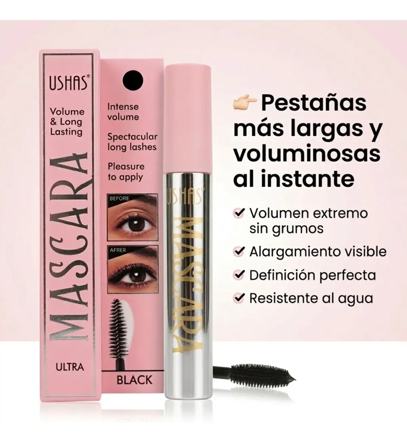 MASCARA DE PESTAÑAS USHAS ULTRA BLACK VOLUMEN Y ALARGADO - 3