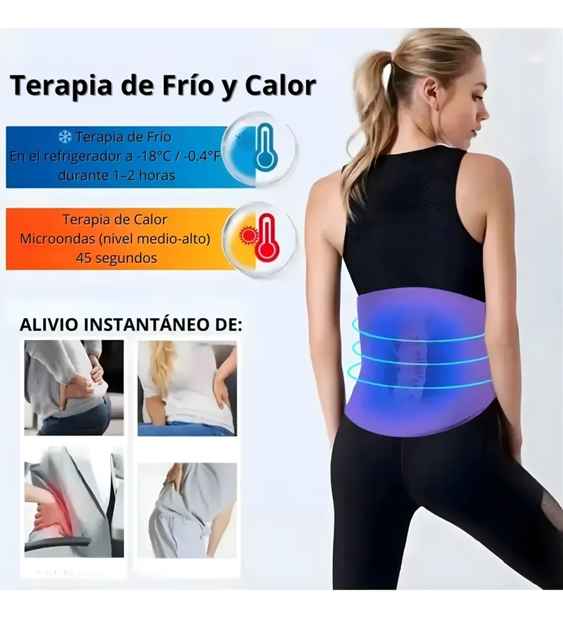 CINTURON COMPRESA LUMBAR TERAPIA FRIO CALOR AJUSTABLE - 2