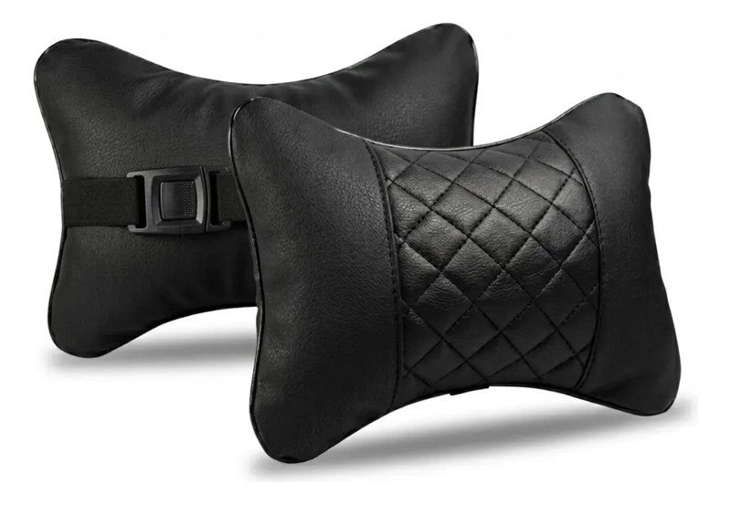 ALMOHADA COJIN APOYA CABEZA CERVICAL CUERO SINTE TICO AUTO - 1