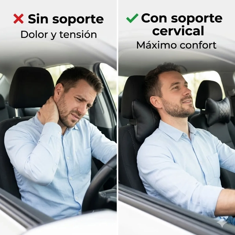 ALMOHADA COJIN APOYA CABEZA CERVICAL CUERO SINTE TICO AUTO - 3