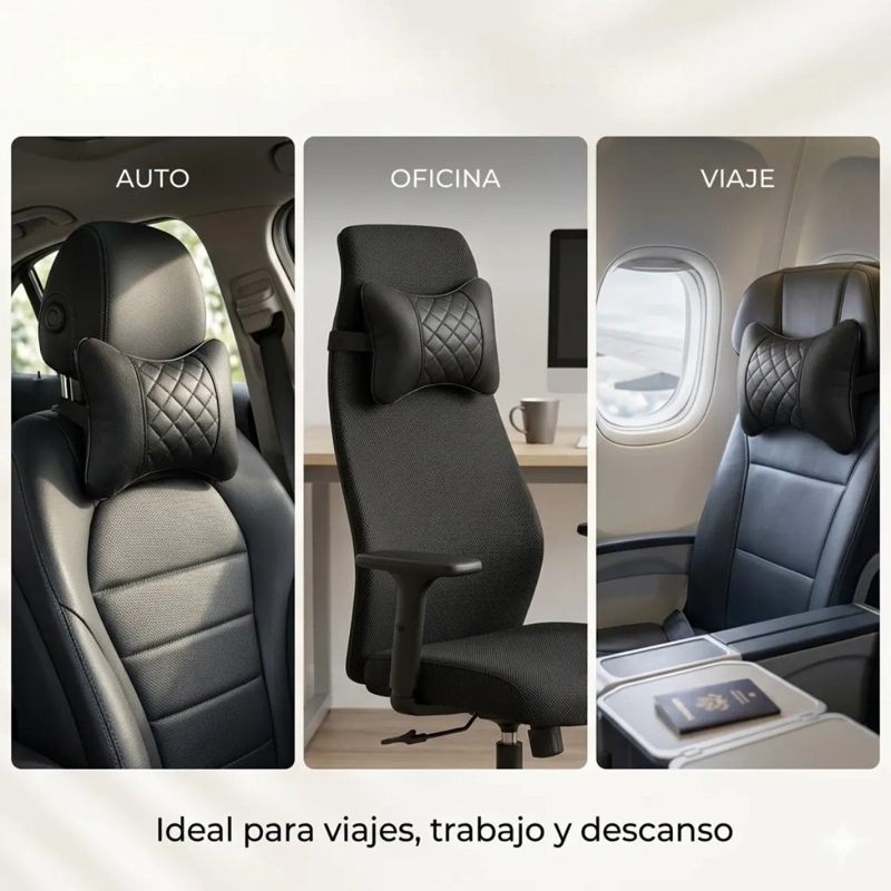 ALMOHADA COJIN APOYA CABEZA CERVICAL CUERO SINTE TICO AUTO - 4