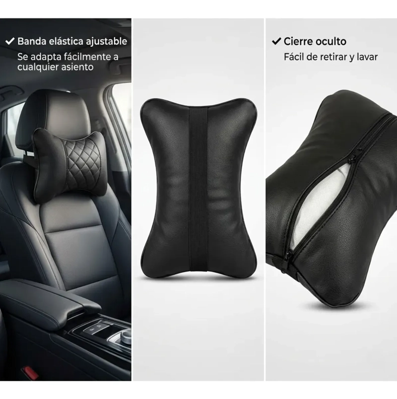 ALMOHADA COJIN APOYA CABEZA CERVICAL CUERO SINTE TICO AUTO - 5