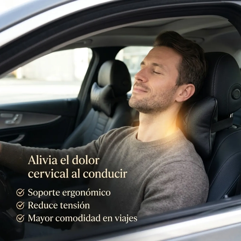 ALMOHADA COJIN APOYA CABEZA CERVICAL CUERO SINTE TICO AUTO - 7