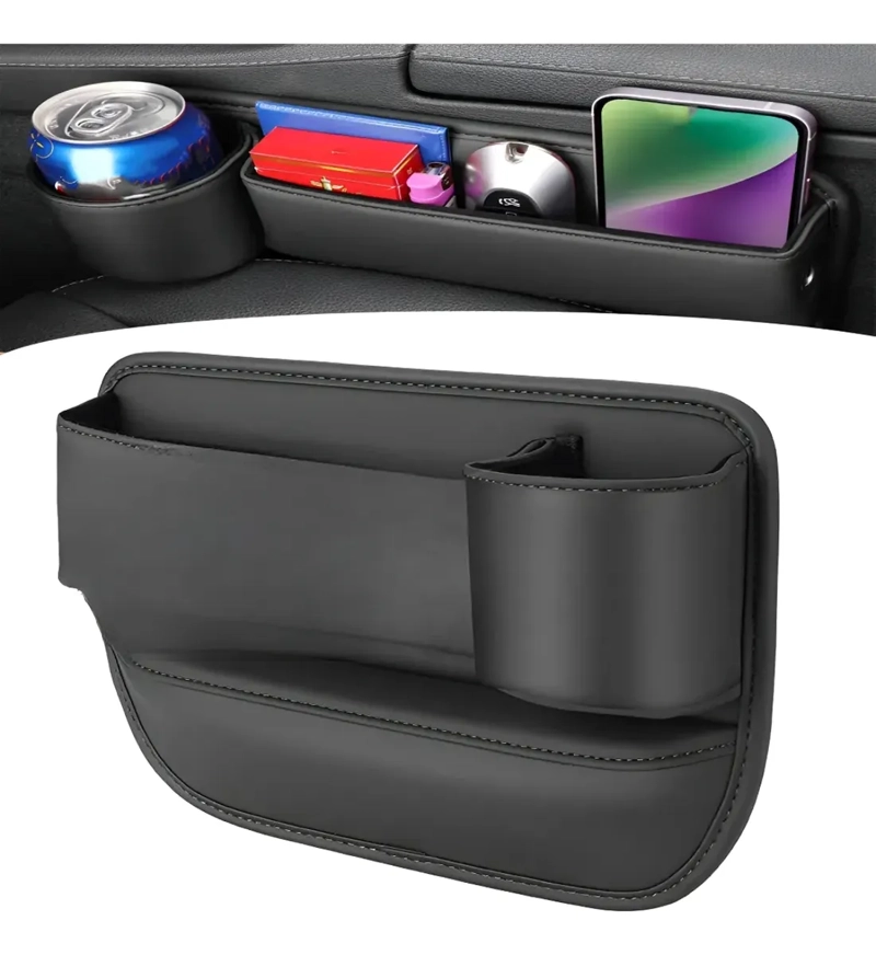 ORGANIZADOR ENTRE ASIENTOS AUTO CAJA DE ALMACENAMIENTO CUERO - 1