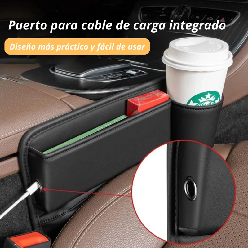 ORGANIZADOR ENTRE ASIENTOS AUTO CAJA DE ALMACENAMIENTO CUERO - 2