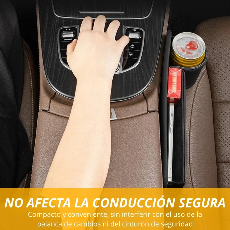ORGANIZADOR ENTRE ASIENTOS AUTO CAJA DE ALMACENAMIENTO CUERO - 3