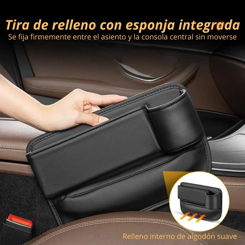 ORGANIZADOR ENTRE ASIENTOS AUTO CAJA DE ALMACENAMIENTO CUERO - 4