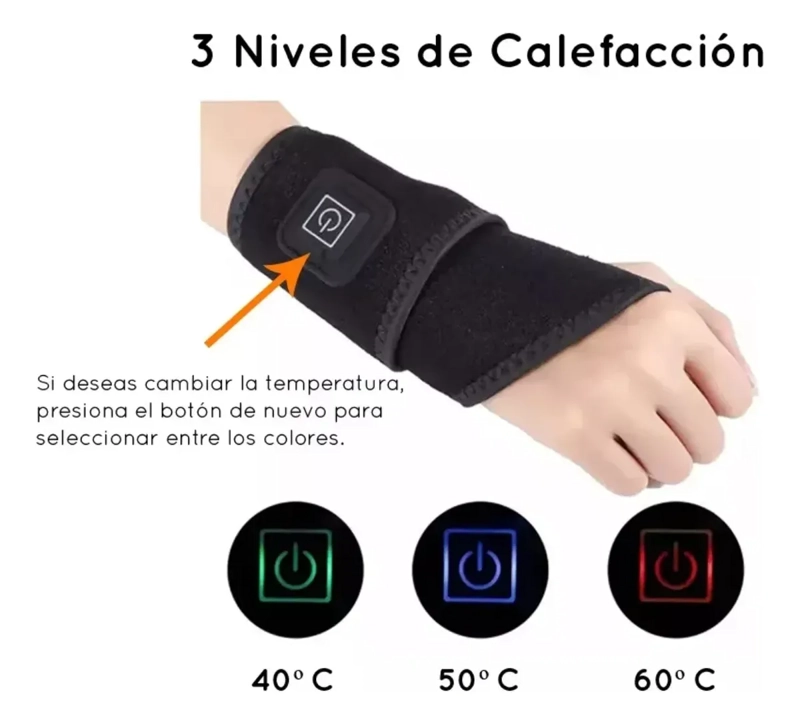 MUÑEQUERA TE RMICA ELE CTRICA COMPRESA CALOR AJUSTABLE USB - 5