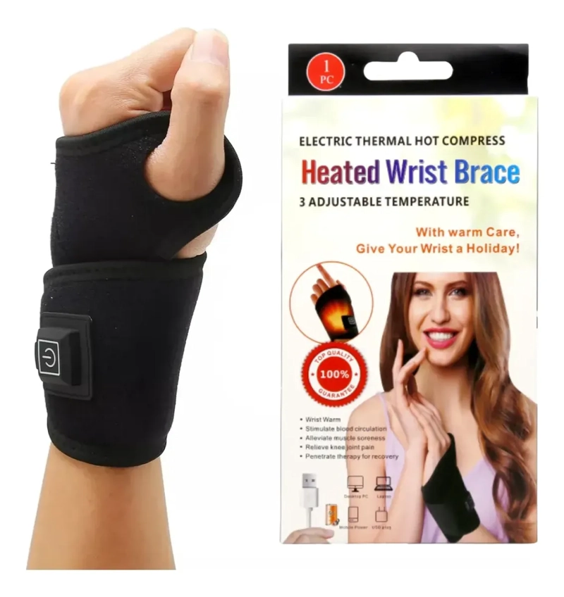 MUÑEQUERA TE RMICA ELE CTRICA COMPRESA CALOR AJUSTABLE USB - 8