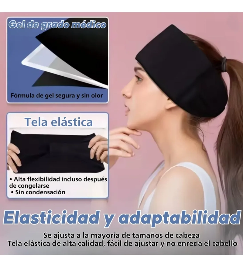 CINTILLO BANDA GEL TERAPIA FRIO CALOR DOLOR CABEZA MIGRAÑA - 4