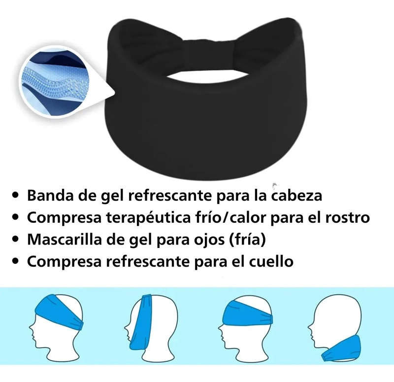 CINTILLO BANDA GEL TERAPIA FRIO CALOR DOLOR CABEZA MIGRAÑA - 7