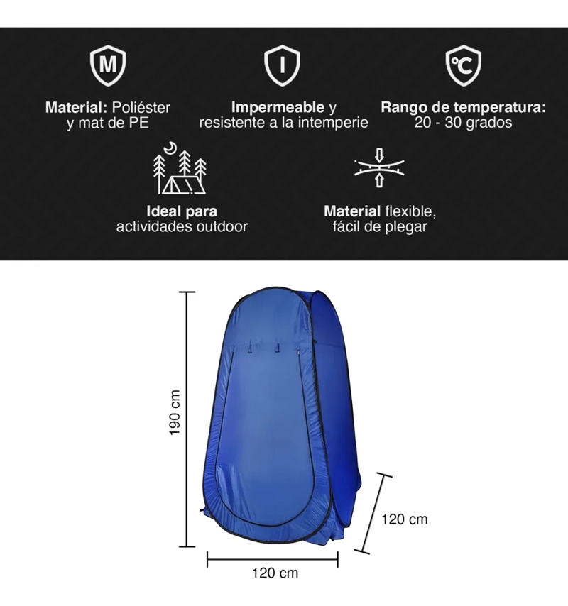 CARPA VERTICAL VESTIDOR PORTATIL PLEGABLE CAMPING PLAYA - 2