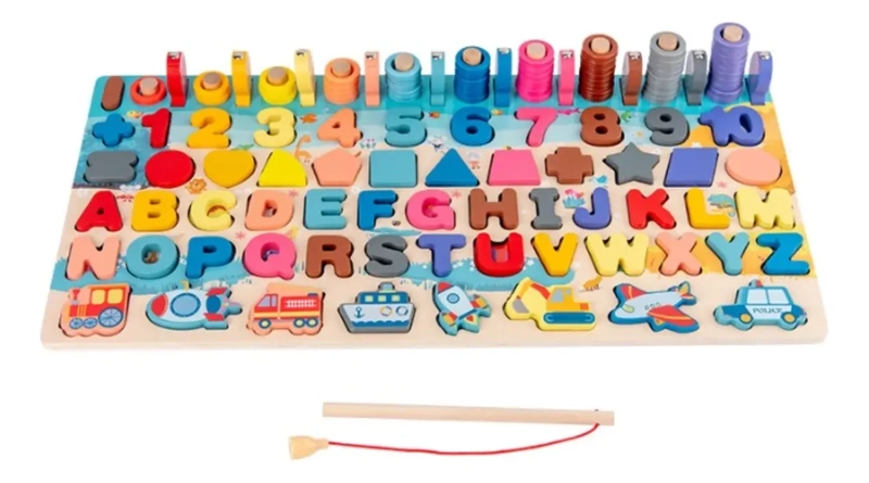 TABLERO DIDACTICO DE MADERA 7 EN 1 PESCA MILAGROSA Y NUMEROS - 1