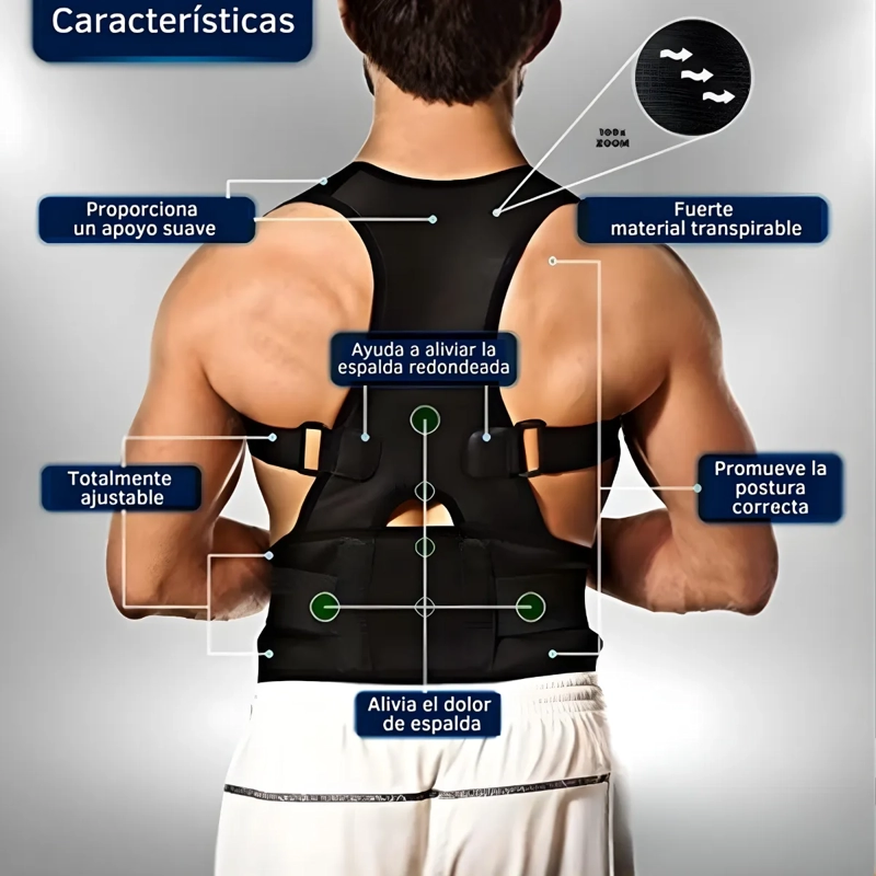 CORRECTOR DE POSTURA ESPALDA AJUSTABLE SOPORTE LUMBAR UNISEX - 4