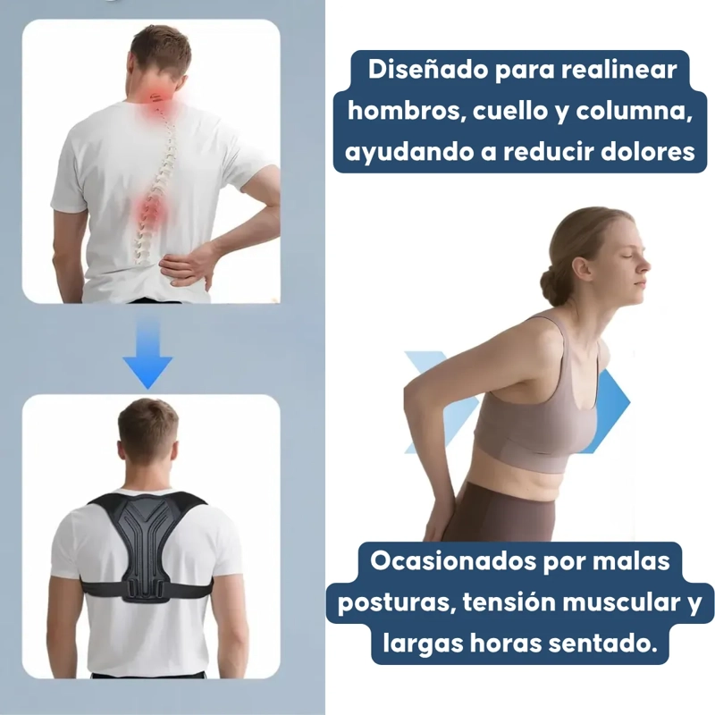 CORRECTOR POSTURA ESPALDA AJUSTABLE SOPORTE ESPALDA UNISEX - 5