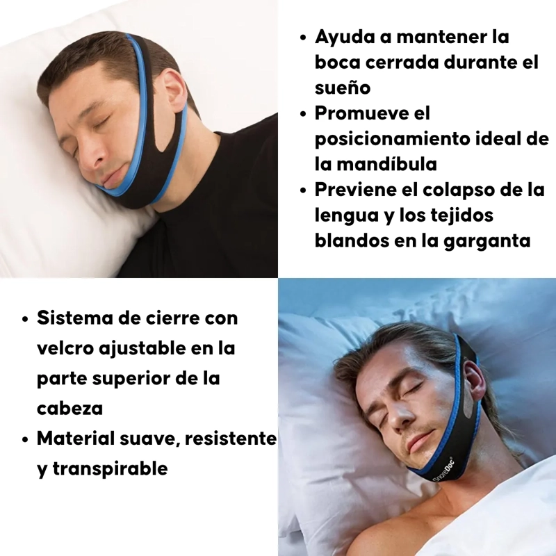 BANDA MENTONERA ANTI RONQUIDOS AJUSTABLE MEJORA SUEÑO UNISEX - 2