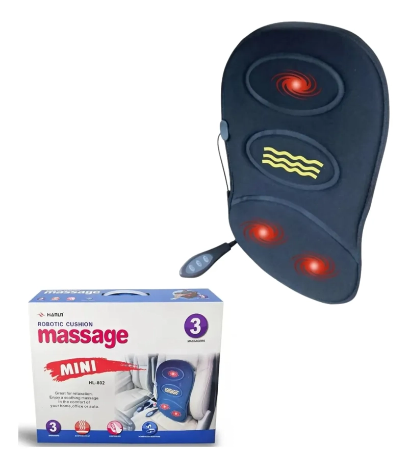 COJIN MASAJEADOR ELE CTRICO CON CALOR PARA AUTO OFICINA CASA - 1