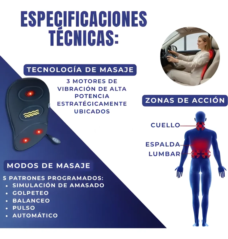 COJIN MASAJEADOR ELE CTRICO CON CALOR PARA AUTO OFICINA CASA - 5