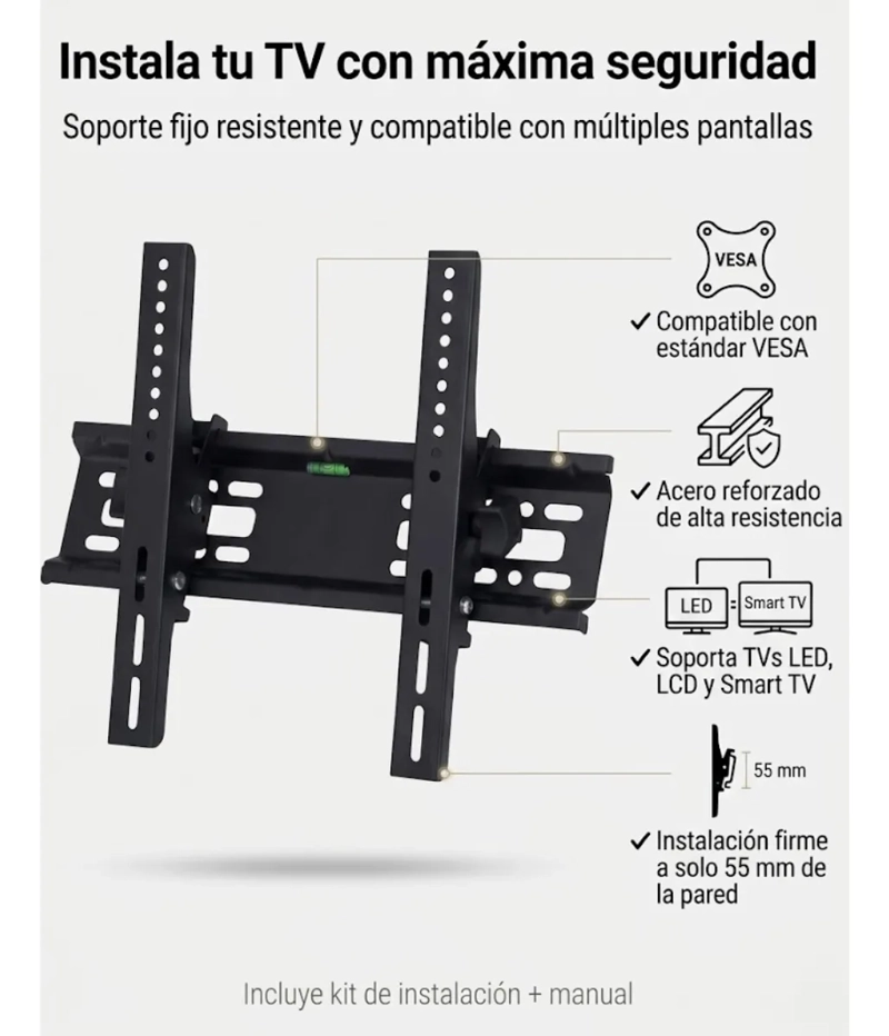 SOPORTE TV FIJO PARED LED LCD 15 A 42 PULGADAS - 5