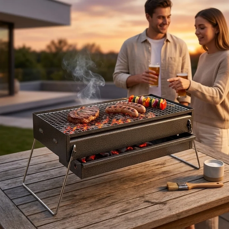 PARRILLA A CARBON PORTATIL PLEGABLE PARA CAMPING TERRAZA IR - 8