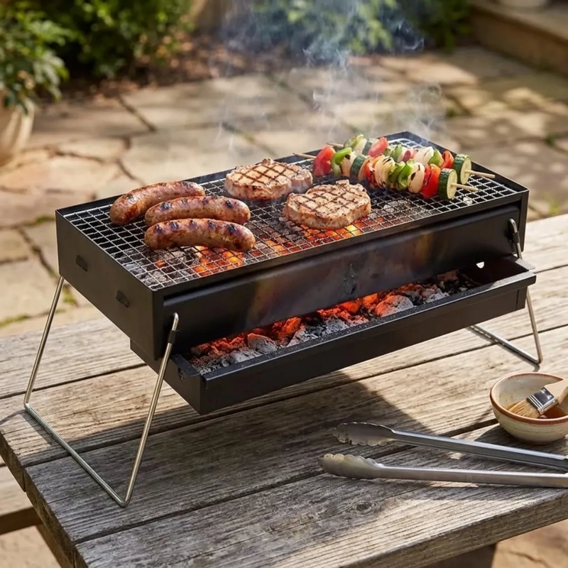 PARRILLA A CARBON PORTATIL PLEGABLE PARA CAMPING TERRAZA IR - 9