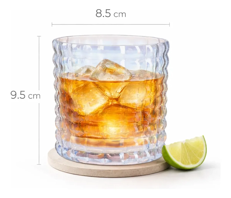 SET 2 VASOS DE VIDRIO BAJO CORTO TORNASOL ESTILO NORDICO - 3