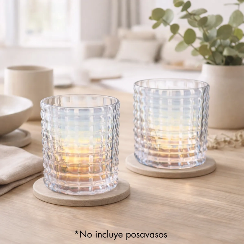 SET 2 VASOS DE VIDRIO BAJO CORTO TORNASOL ESTILO NORDICO - 4