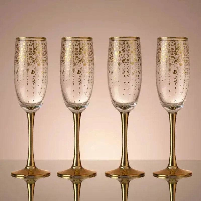 PACK 4 COPAS CHAMPAGNE ESPUMANTE DORADA REGALO BODA FIESTA - 6