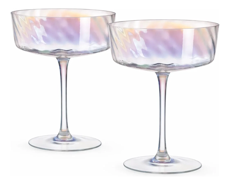 SET 2 COPAS MARTINI COCTEL TORNASOL VIDRIO ESTILO VINTAGE - 1