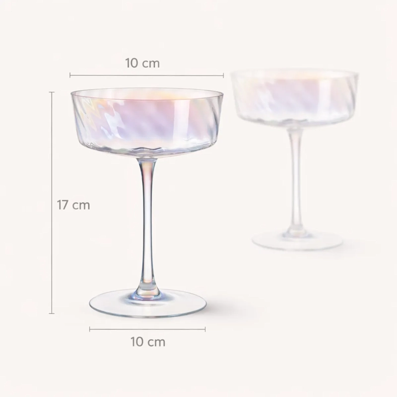 SET 2 COPAS MARTINI COCTEL TORNASOL VIDRIO ESTILO VINTAGE - 2