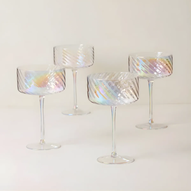 SET 2 COPAS MARTINI COCTEL TORNASOL VIDRIO ESTILO VINTAGE - 3