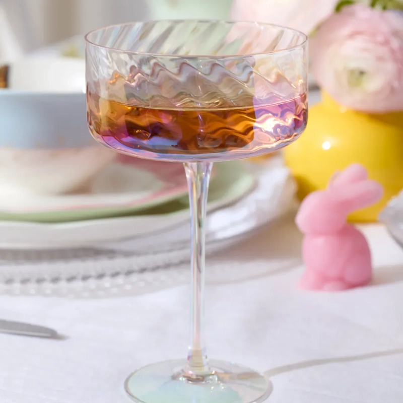 SET 2 COPAS MARTINI COCTEL TORNASOL VIDRIO ESTILO VINTAGE - 6