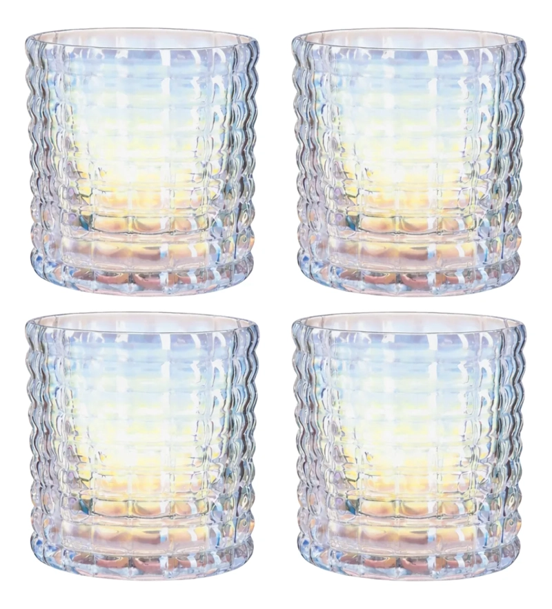 SET 4 VASOS DE VIDRIO BAJO CORTO TORNASOL ESTILO NORDICO - 1