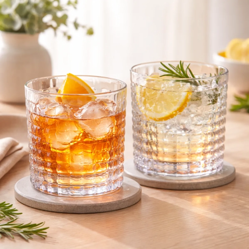 SET 4 VASOS DE VIDRIO BAJO CORTO TORNASOL ESTILO NORDICO - 5