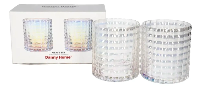 SET 4 VASOS DE VIDRIO BAJO CORTO TORNASOL ESTILO NORDICO - 7