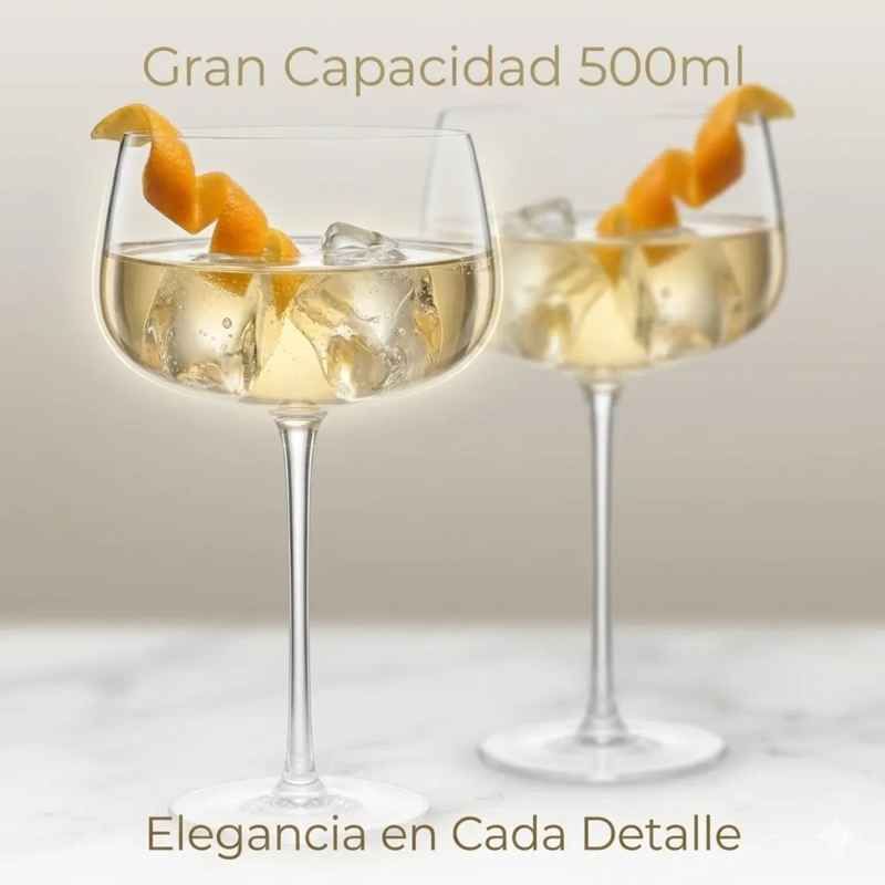 SET 2 COPAS COCTELES GIN TONIC SPRITZER DE CRISTAL - 4